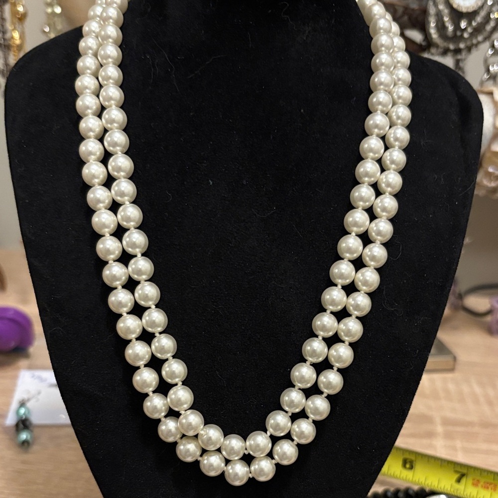 Revlon vintage faux, pearl necklace gold tone clasp
